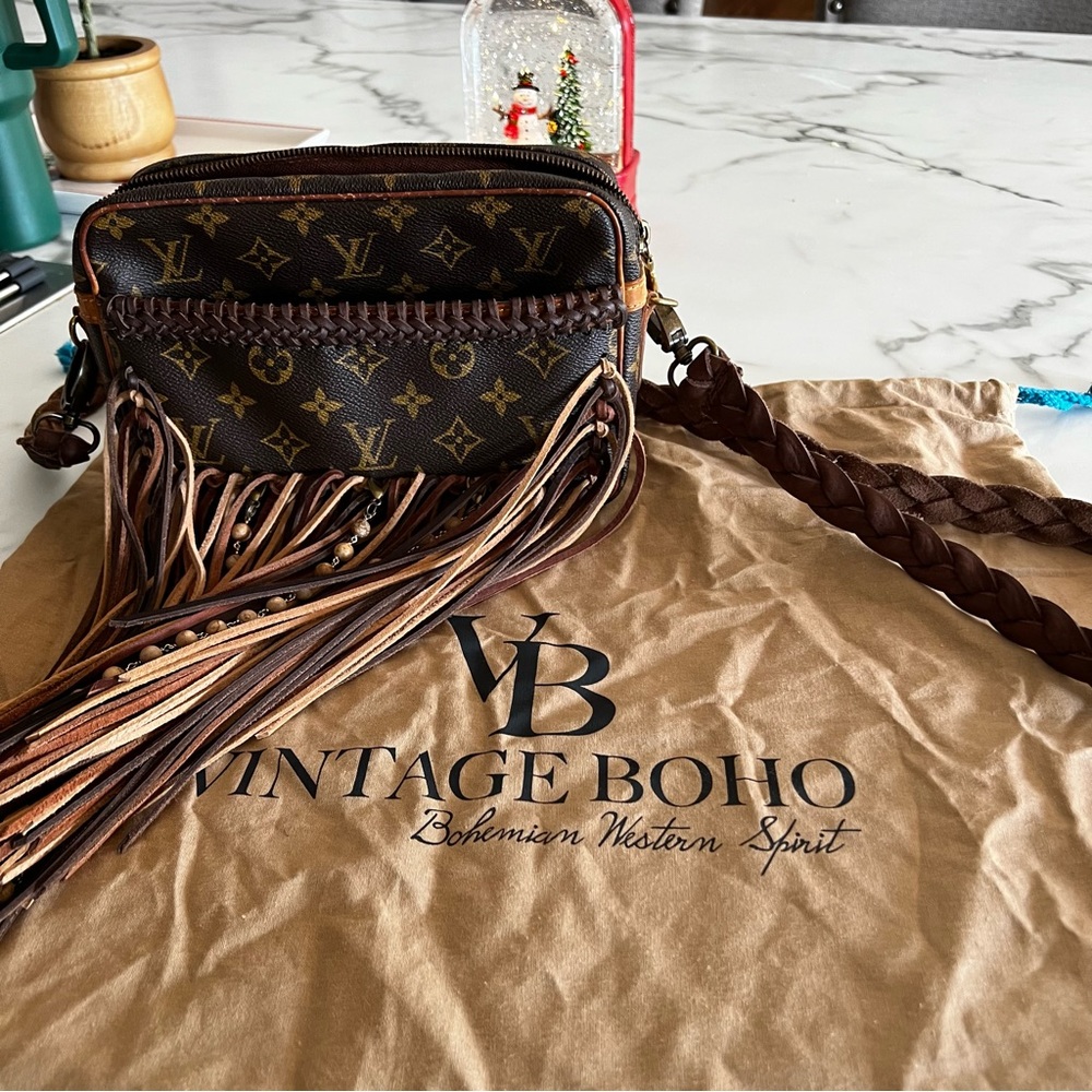 Vintage BoHo fringe lv crossbody